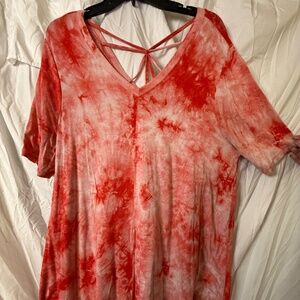 Orange Tie Dye Lane Bryant V Neck Tunic